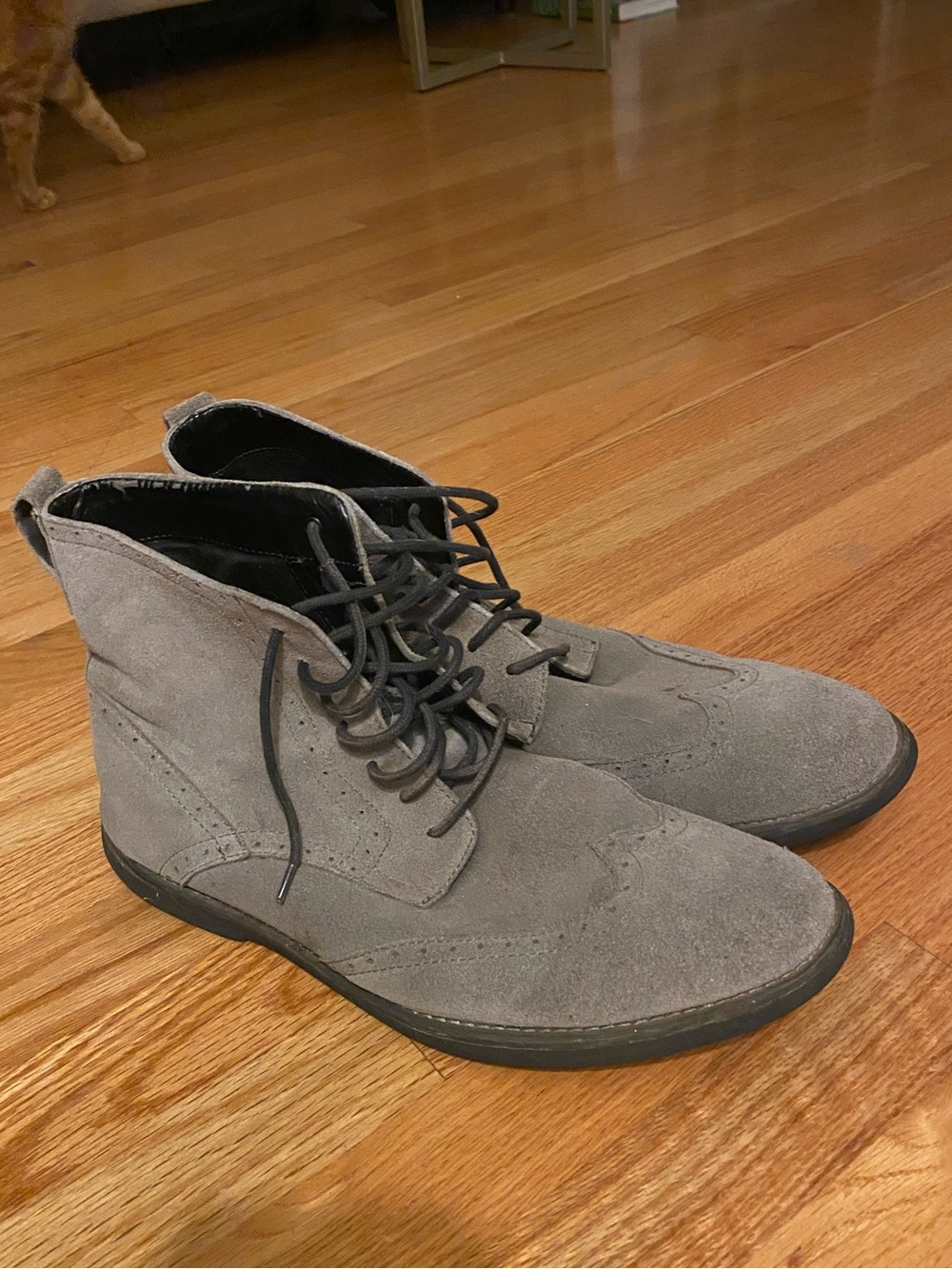 Calvin Klein Men's Grey Suede Lace-Up Chukka Boots 13